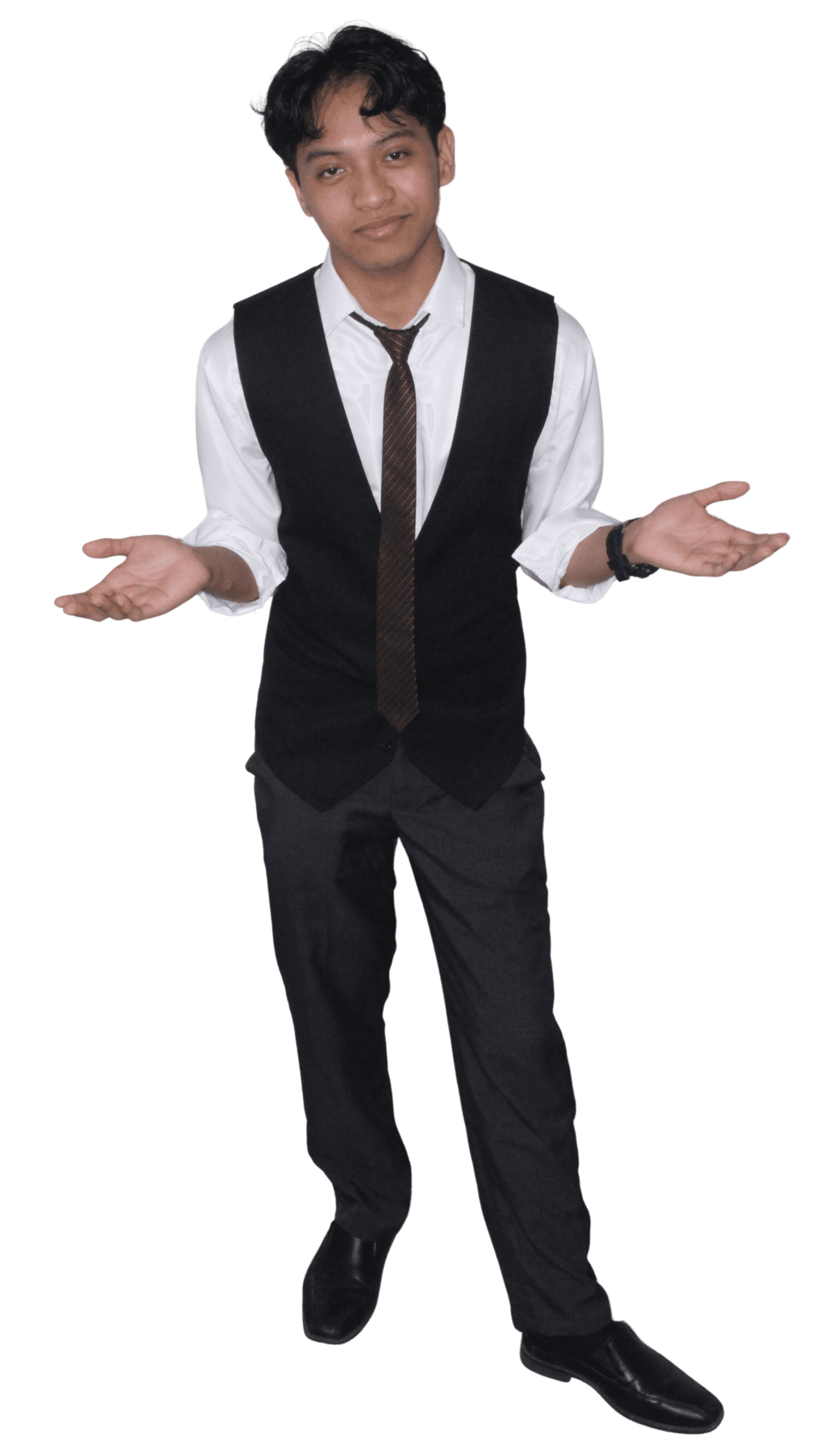 Darryll Eral standing with both hands open