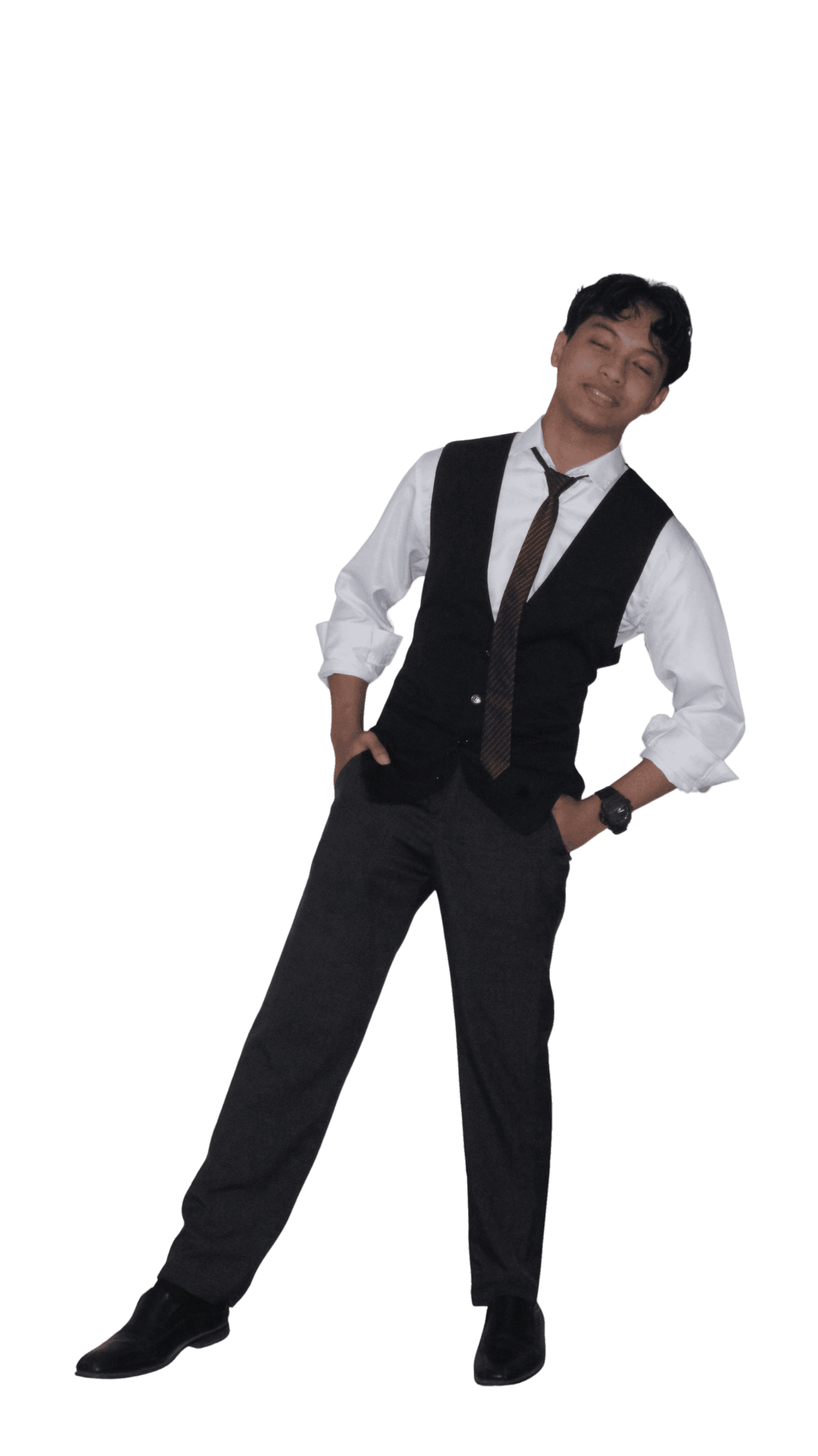 Darryll Eral leaning in a playful pose